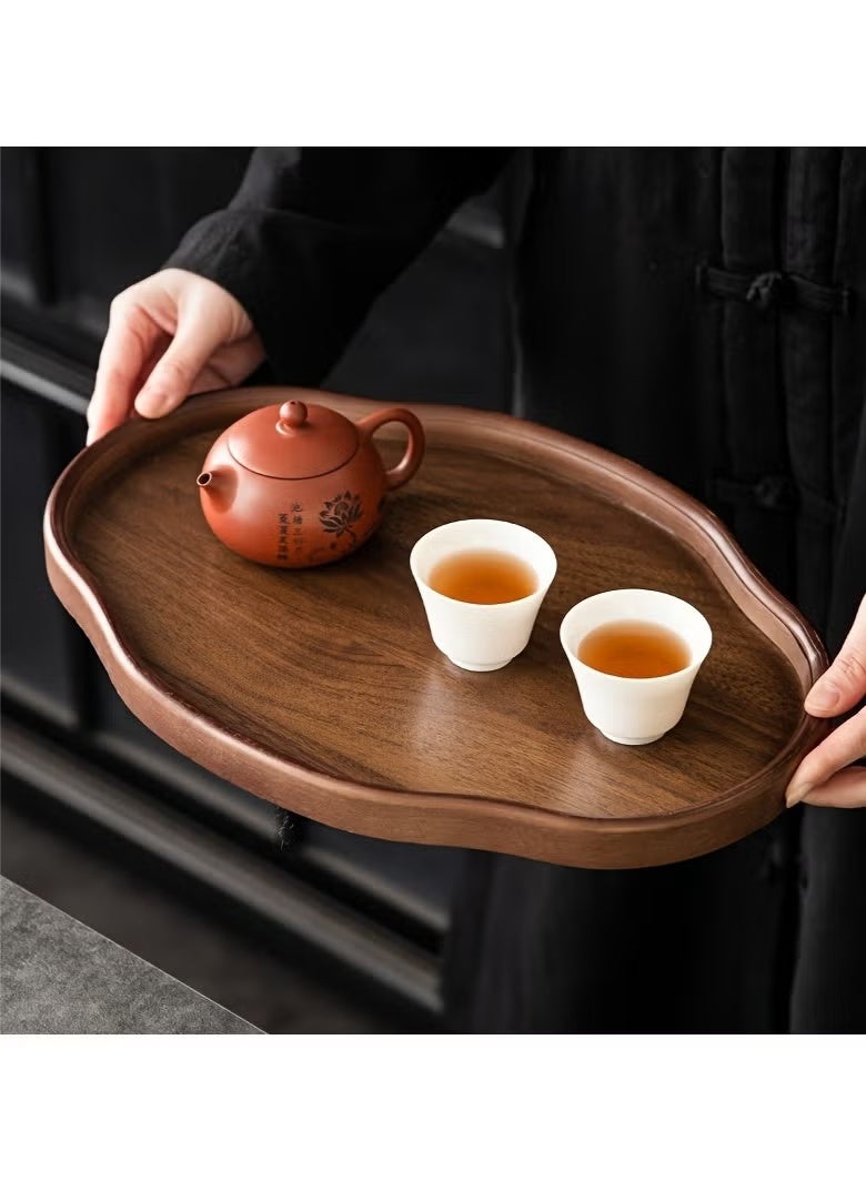 SILADEFU Wooden decorative tray, snack and afternoon tea saucer tray, candlestick tray, coffee set tray, storage tray, place tableware, coffee utensils or jewelry, suitable for daily afternoon tea, breakfast, living room, office, hotel - Image 5