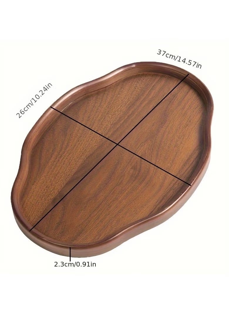 SILADEFU Wooden decorative tray, snack and afternoon tea saucer tray, candlestick tray, coffee set tray, storage tray, place tableware, coffee utensils or jewelry, suitable for daily afternoon tea, breakfast, living room, office, hotel - Image 2