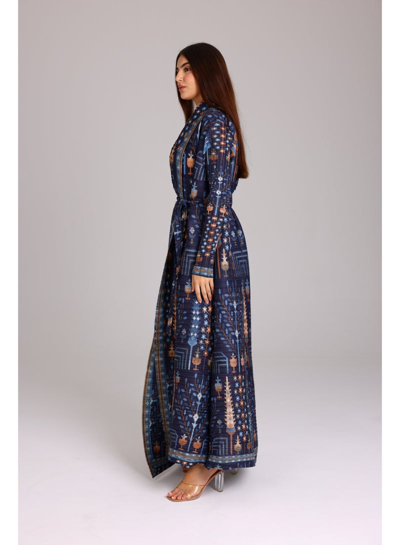 اكسا عباية ملونة نقوش بوهيمية غامقة ملونة - Image 3