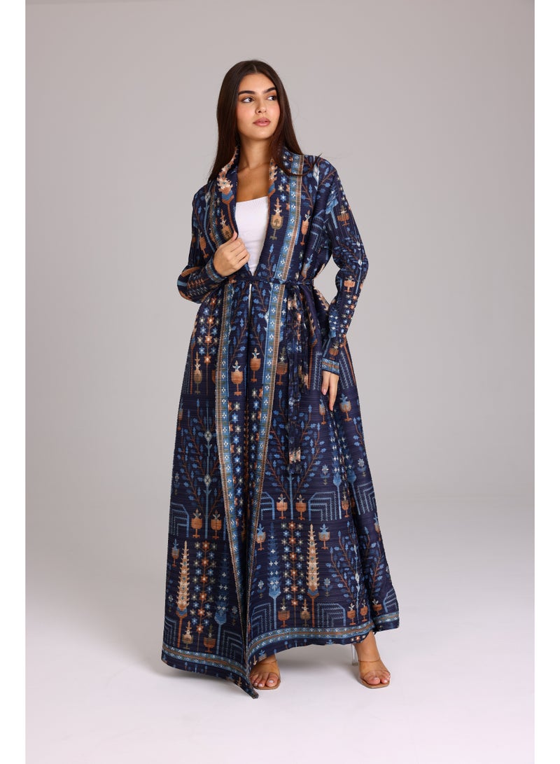 اكسا عباية ملونة نقوش بوهيمية غامقة ملونة - Image 5