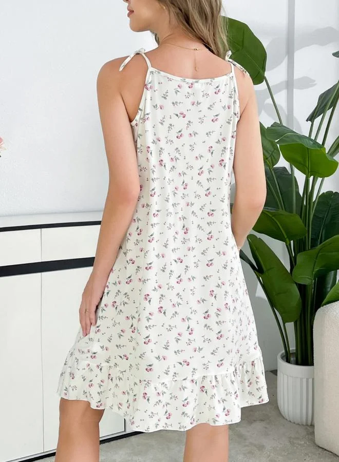Take Two Floral Print Strappy Ruffle Hem Nightdress