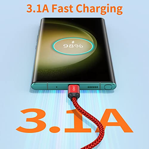 JXMOX USB Type C Cable,USB A to USB C 3A Fast Charging (3.3ft 2-Pack) Braided Charge Cord Compatible with iPhone 15 16 Pro Max,Samsung Galaxy S20 S10 S9 S8,Note 9 8,A11 A20 A51,LG V30 V35,Moto Z2 Z3 (Red) - Image 2