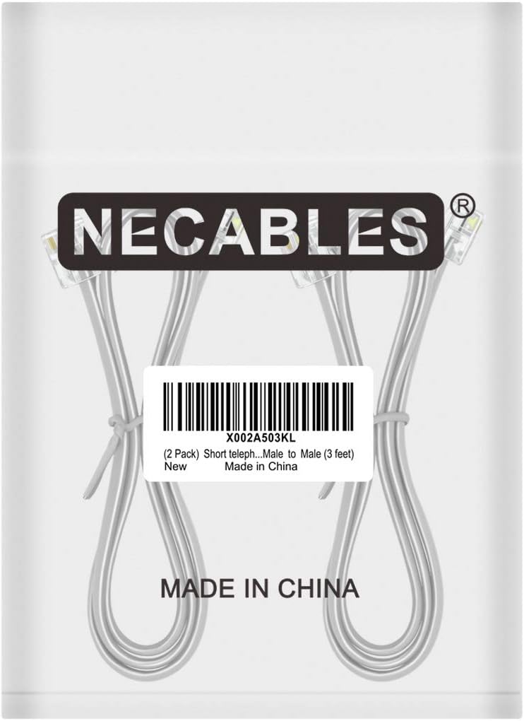NECABLES 2Pack Phone Cord 3ft Telephone Cord Phone Cable RJ11 6P4C Male to Male for Landline and Fax - 3 Feet - Image 4