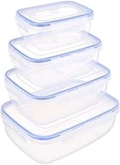 Bager Cook&Lock Rectangular Storage Container Set 4 PCS (400+800+1400+2300 ML) (Std), Transparent