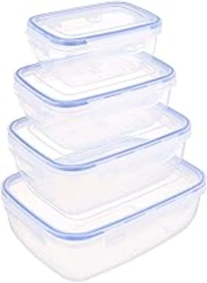 Bager Bager Cook&Lock Rectangular Storage Container Set 4 PCS (400+800+1400+2300 ML) (Std), Transparent 