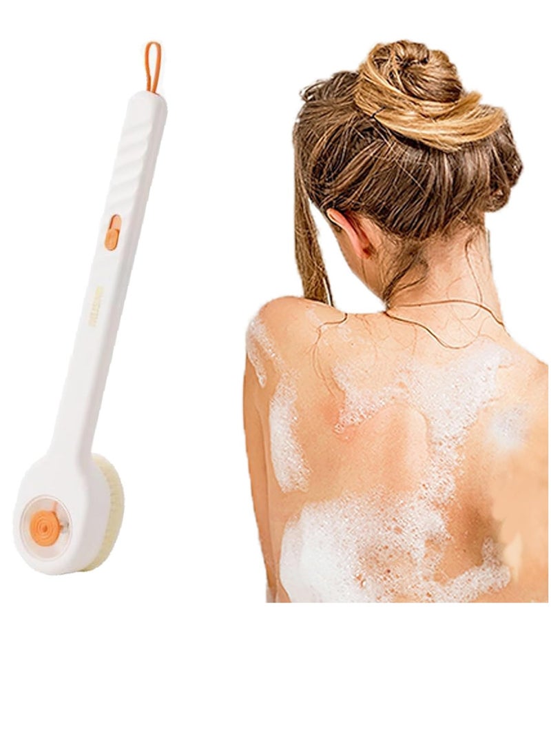 KASTWAVE Back Scrubber for Shower, Body Brush with Long Handle, Soft Bristles Body Scrubber with Soap Dispenser Storage, Exfoliating Bath Brush for Dry Brush, Women Men Gifts（White） - Image 1