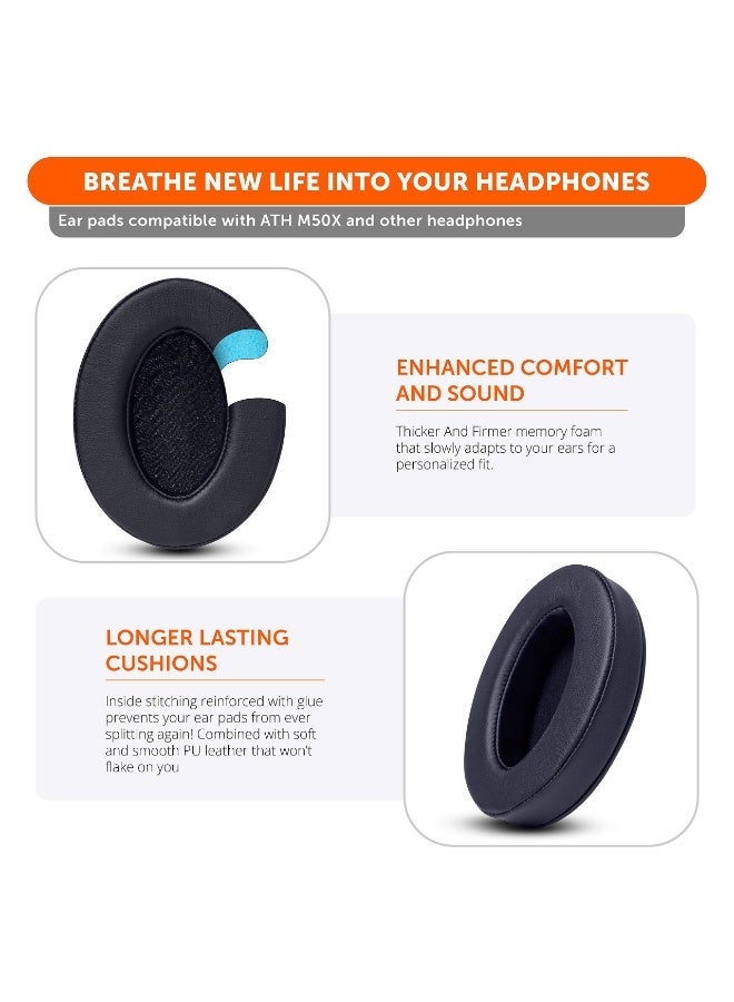KISSUN The Ultimate Upgraded Earpads Compatible With Audio Technica, HyperX, SteelSeries Arctis & More - Extra Thick - Bigger Opening - Softer Memory Foam | (Black) - Image 3