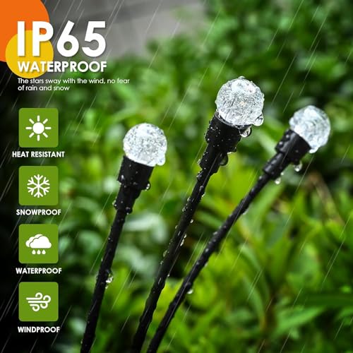 hardoll Solar Lights Outdoor 6 LED Crystal Ball Lamp for Home Garden Waterproof Decoration (Warm White-Pack of 1, Flashing & Steady Mode) - Image 3