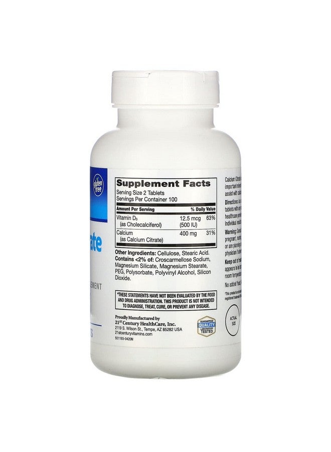 21st Century أقراص كالسيم سترات الصغيرة من القرن الحادي والعشرين + D3 المغلفة - 200 قرص، عبوة من 3 - Image 2