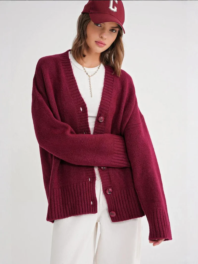 ميكسراي كارديجان ميكسراي محبوك بياقة على شكل حرف  وأزرار