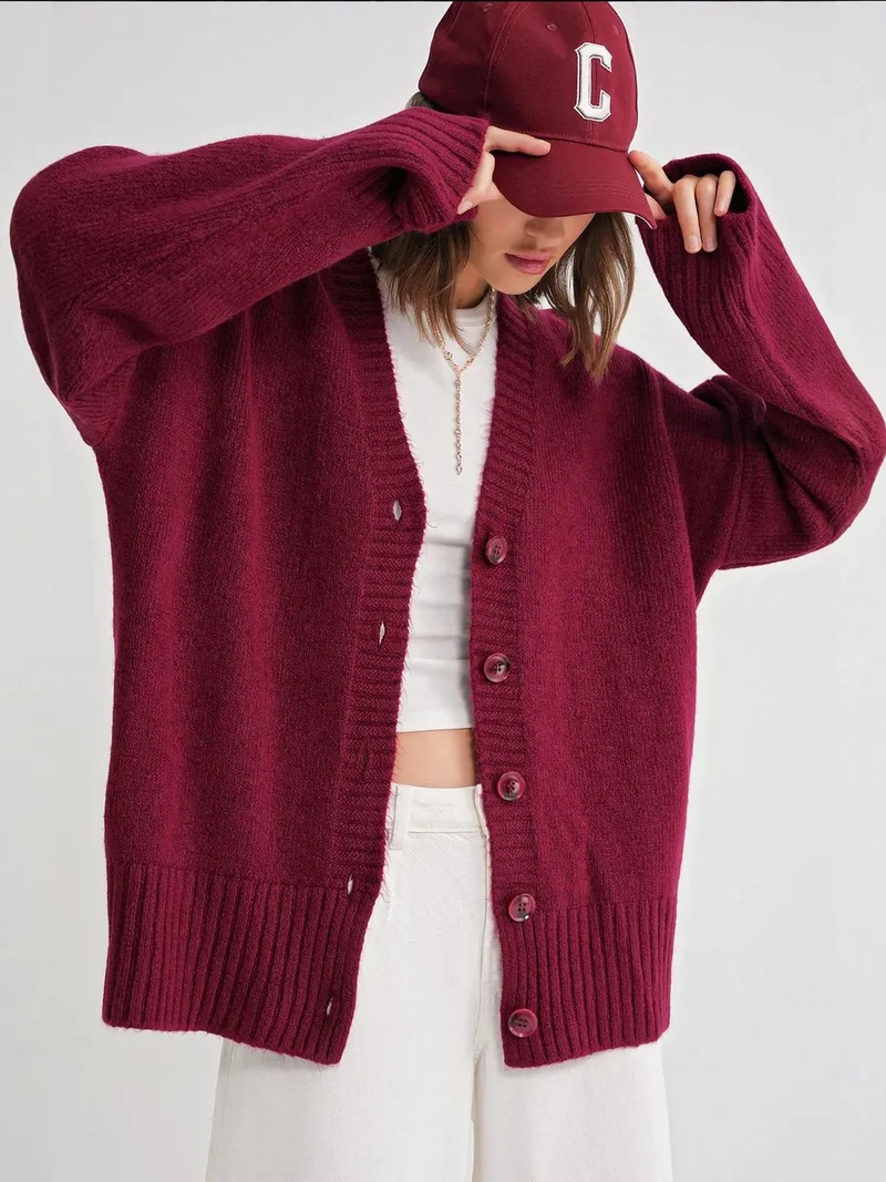 ميكسراي كارديجان ميكسراي محبوك بياقة على شكل حرف  وأزرار