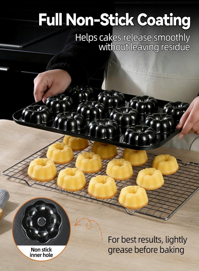 YIDAZLE 2 Pack Mini Bundt Cake Pans for Baking, 12-Cavity Nonstick Mini Bundtlette Baking Mold, Heavy-Duty Carbon Steel, Oven-Safe to 450℉ Versatile Fluted Bake Pan for Muffins, Brownies, Cupcakes, Mini Cakes - Image 5