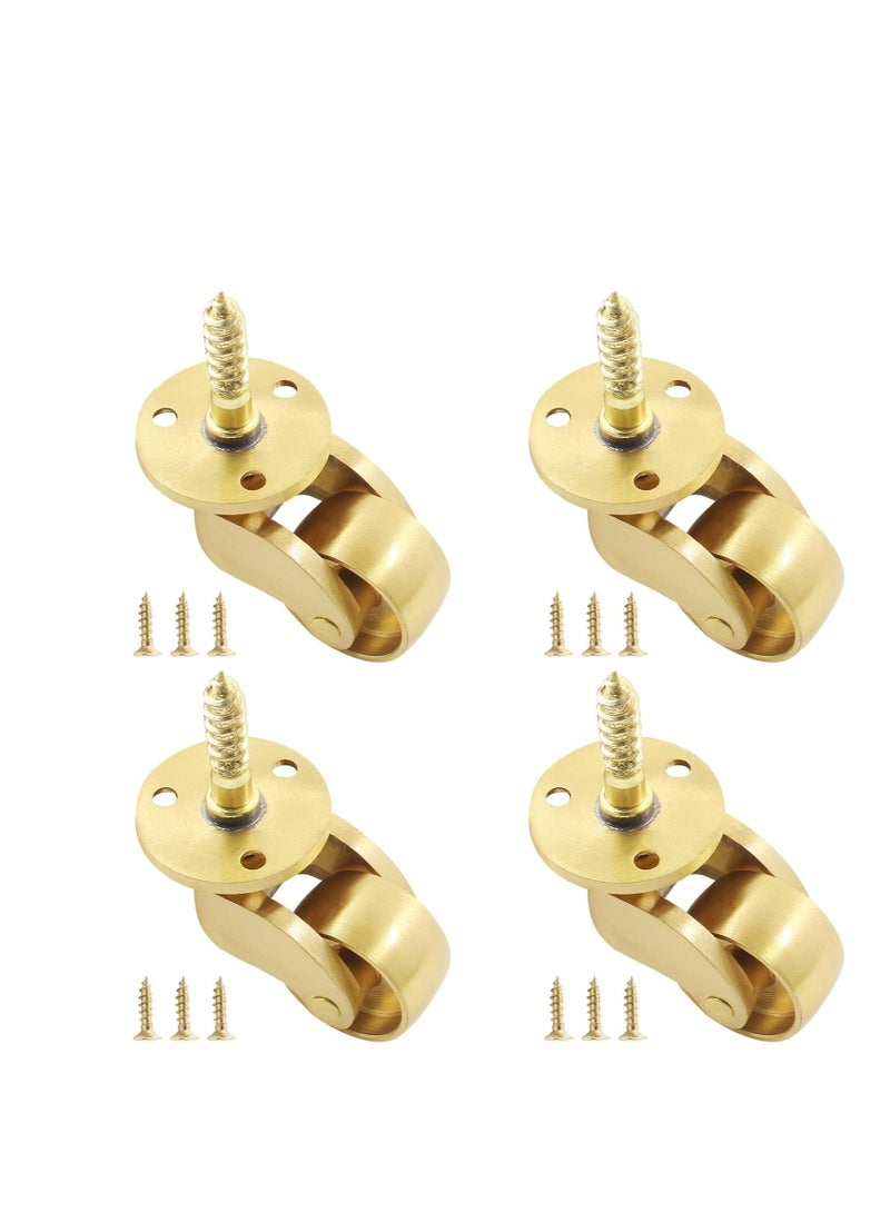 SYOSI Swivel Caster Wheels, 4 Pcs Universal Stem Casters Brass Castor Heavy Duty 360 Degree Rotation Swivel Wheels Hardware Movable for Furniture Trunk Box Sofa Trolley Chairs Cabinet Be  - Image 1