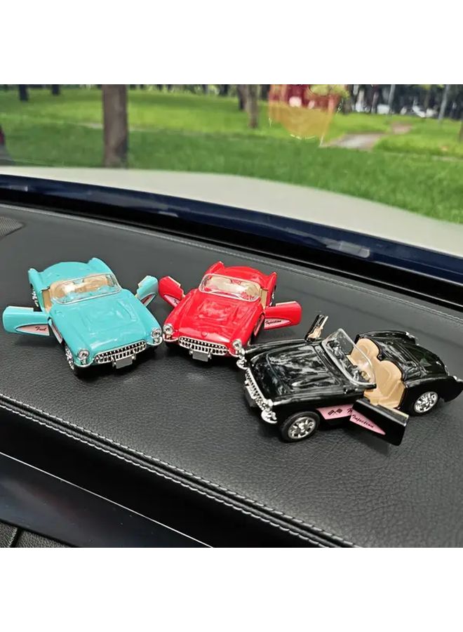 Black Vintage Classic Sports Car Model Opening Hood Chrome Engine Alloy Construction Decor Gift - Image 3