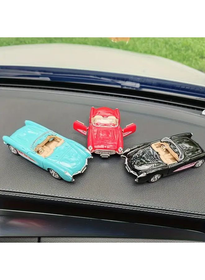 Black Vintage Classic Sports Car Model Opening Hood Chrome Engine Alloy Construction Decor Gift - Image 4