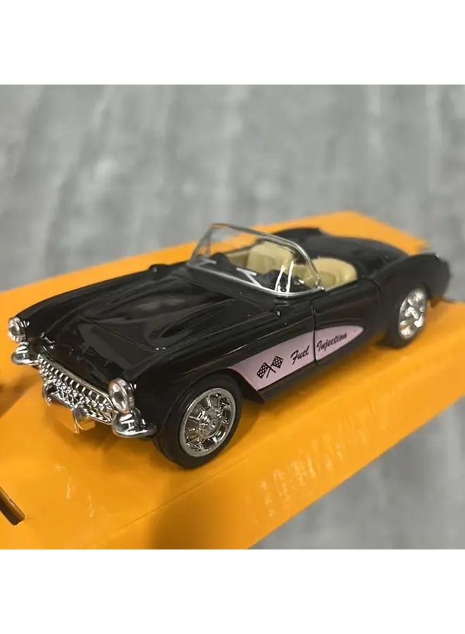 Black Vintage Classic Sports Car Model Opening Hood Chrome Engine Alloy Construction Decor Gift - Image 1