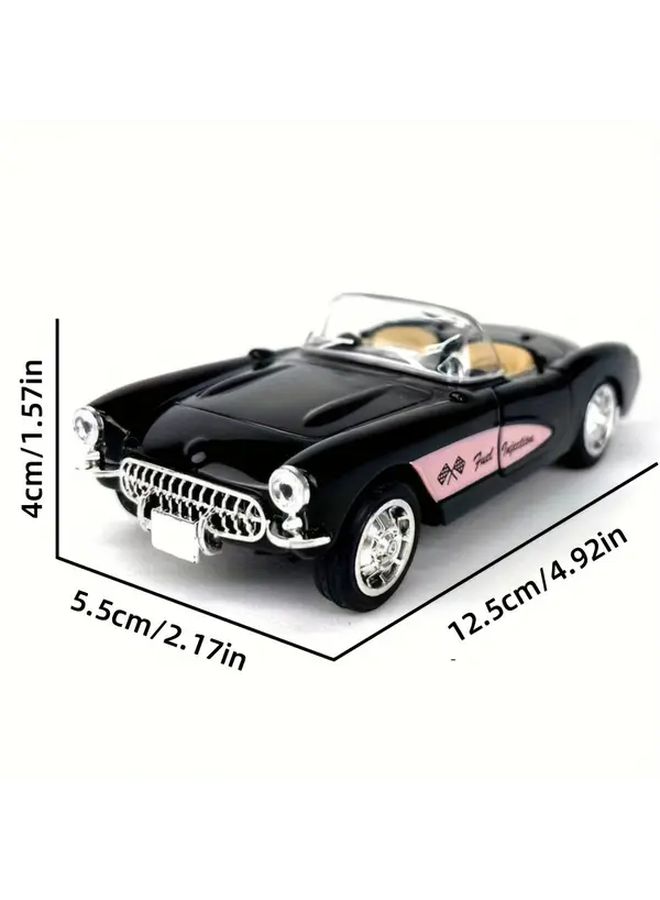 Black Vintage Classic Sports Car Model Opening Hood Chrome Engine Alloy Construction Decor Gift - Image 2