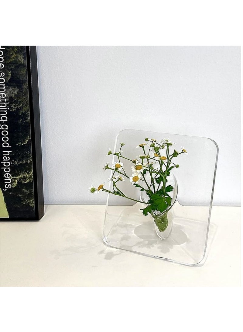 Tabletop Vase,Photo Frame Vase,Transparent Clear Modern Acrylic Vase,Propagation Vase,5.9 L x 3.1 W x 7.8 H in,Not Plants Included - Image 3