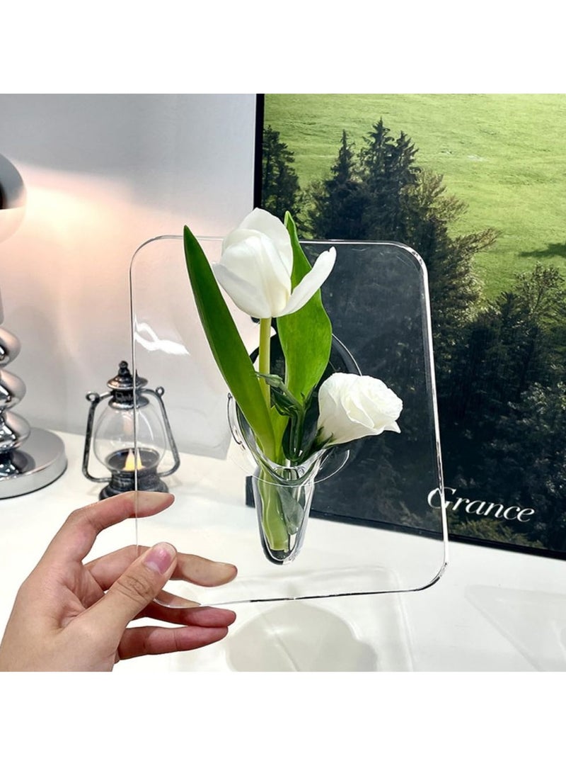 Tabletop Vase,Photo Frame Vase,Transparent Clear Modern Acrylic Vase,Propagation Vase,5.9 L x 3.1 W x 7.8 H in,Not Plants Included - Image 4