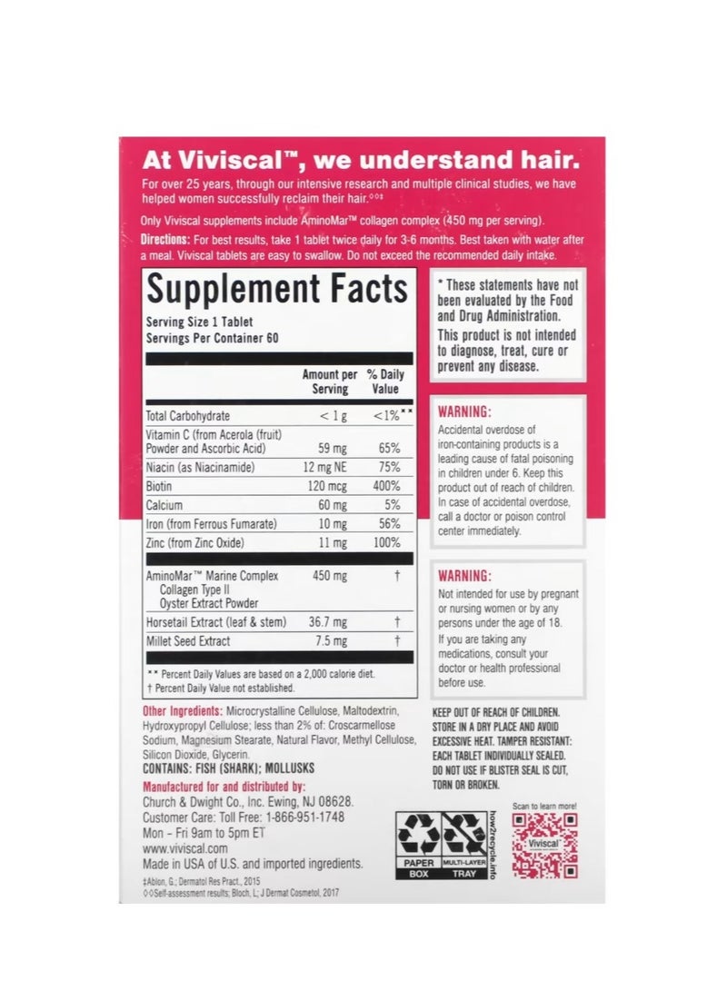 Viviscal Hair Growth Supplement 60 Tablets - Image 2