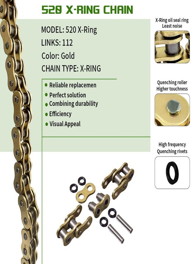 WEICHENGXIN Gold 520 X-Ring Chain 112 Links - UniversalEnhanced Durability & Performance - Image 3