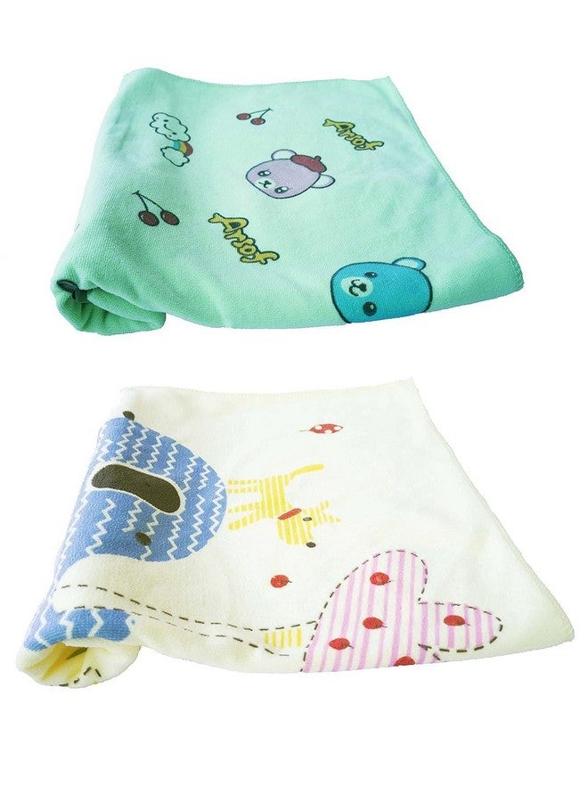TERI BERI 100% Soft Cotton Baby Bath Towel for Infants/New Born/Babies (0-12 Months) (Pack of 2) (Colours & Prints Vary), Multi - Image 1