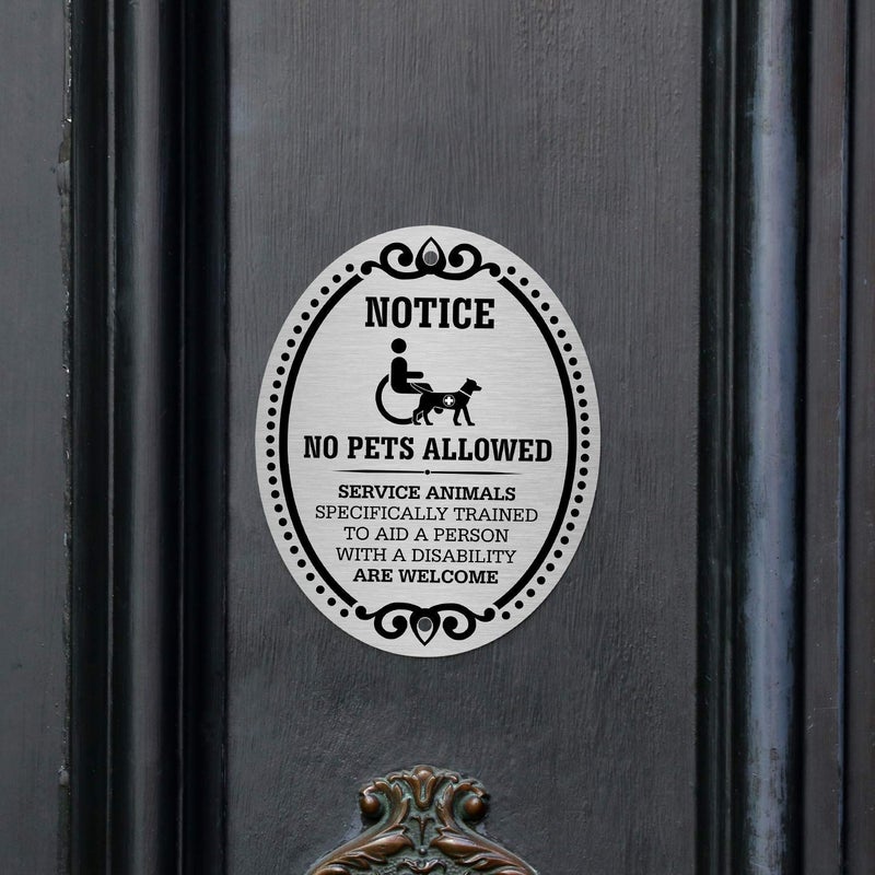 SmartSign â€œNotice - No Pets Allowed. Service Animals Are Welcomeâ€ Diamond Plate Door Sign | 4" x 5" Aluminum, Made in USA - Image 3