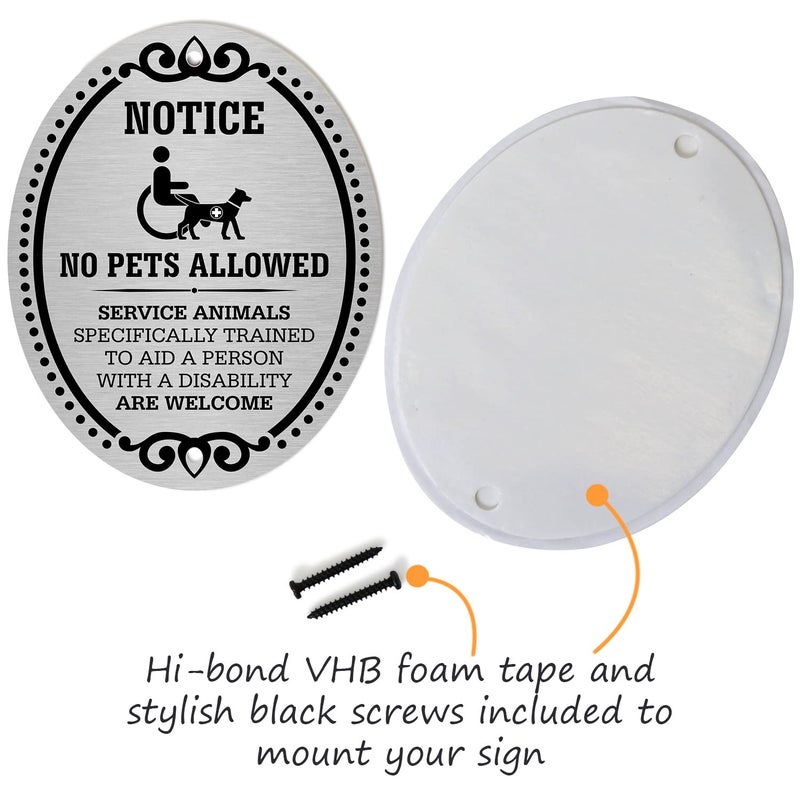 SmartSign â€œNotice - No Pets Allowed. Service Animals Are Welcomeâ€ Diamond Plate Door Sign | 4" x 5" Aluminum, Made in USA - Image 2