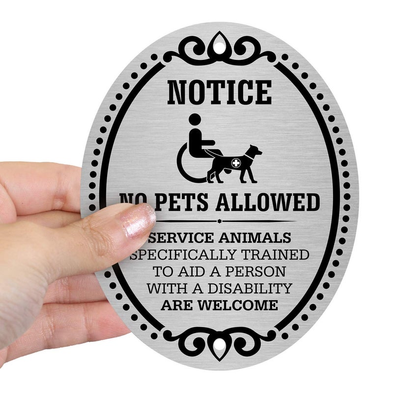 SmartSign â€œNotice - No Pets Allowed. Service Animals Are Welcomeâ€ Diamond Plate Door Sign | 4" x 5" Aluminum, Made in USA - Image 4