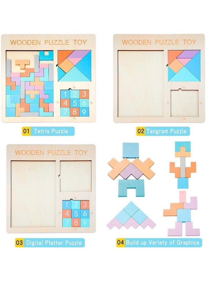 سمونيو لعبة تعليمية 3 في 1 من سمونيو مونتيسوري، تتضمن مكعبات خشبية وتانجرام وتتريس وحسابات رياضية، وفرز الألغاز، وتعلم الأطفال الصغار، مناسبة للأطفال من سن 3 سنوات فما فوق - Image 4