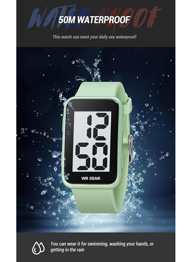 Excefore Digital Watch Square Digital Watch For Men And Women Waterproof Led Watch With Big Numbers Dial El Backlight Luminous Display Calendar Show Simple And Fashionable For Students And Teens Black - Image 5