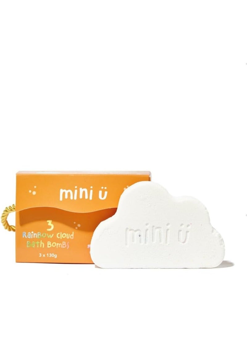 Mini U Cloud Rainbow Trail Bath Bombs 3 Pack For Kids, Colorful Fizzing Bath Bombs, Vegan, Cruelty Free, Mess-Free Bath Time Fun - Image 1