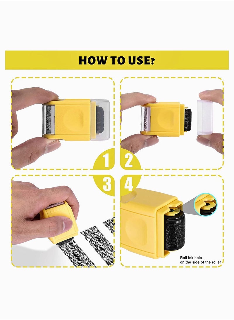 Y&D Roller Stamp Protection Identity Theft Stamps for Confidential Security Stamp, Anti and Privacy Safety, Perfect (Yellow)  - Image 2