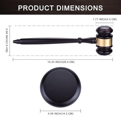Glamorway Gavel,Gavel and Block Set Wooden Judge Hammer Gavel Sound Block for Lawyer Judge Auction Sale,Gavel for Meetings Gavel Prop - Image 2