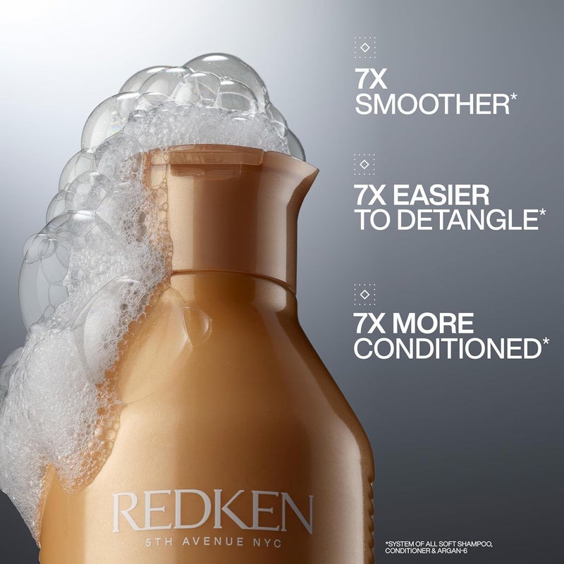 Redken All Soft Shampoo - Moisturizes & Hydrates Dry, Brittle Hair, Gently Cleanses and Softens, With Argan Oil, Safe For Color-Treated Hair, 1.7 Fl Oz - Image 2
