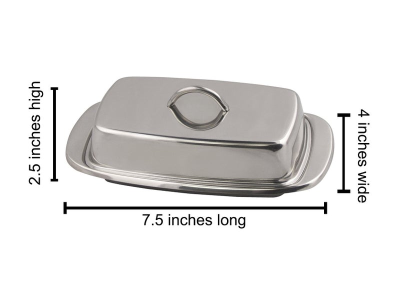 Cuisinox Stainless Steel Butter Dish with Lid, 4" x 7.5" - Image 2