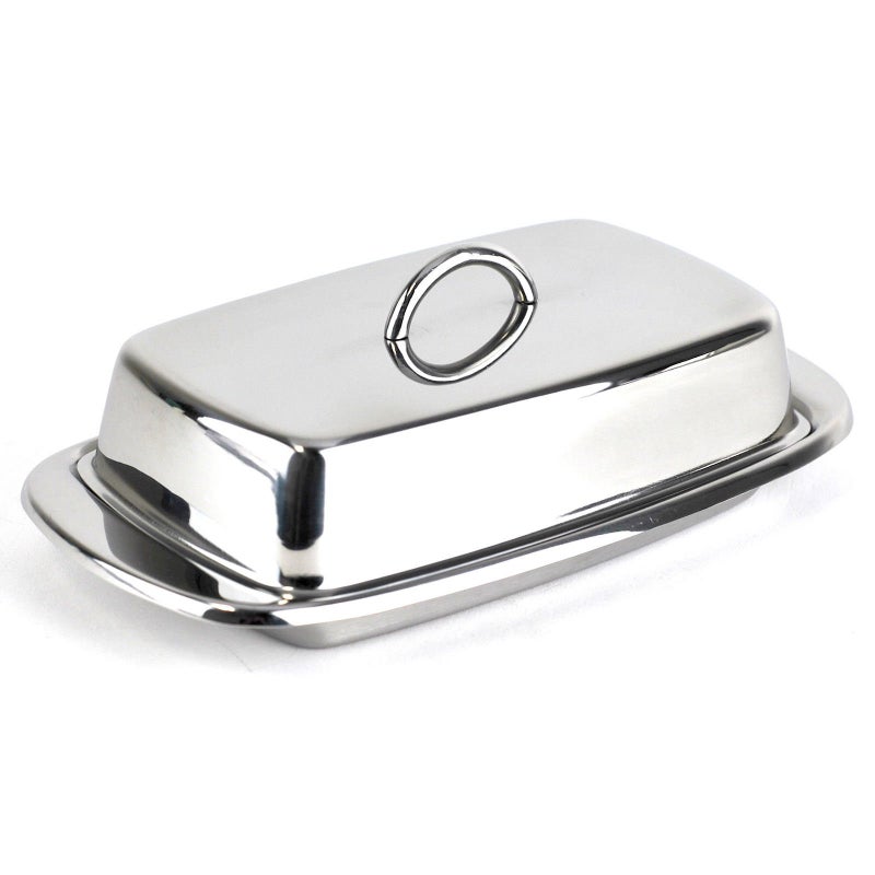 Cuisinox Stainless Steel Butter Dish with Lid, 4" x 7.5" - Image 1