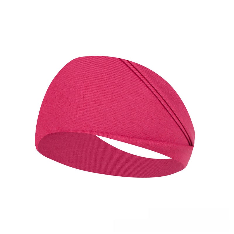 Generic Elastic Cotton Sweatband Unisex Sports Headband Deep Pink 
