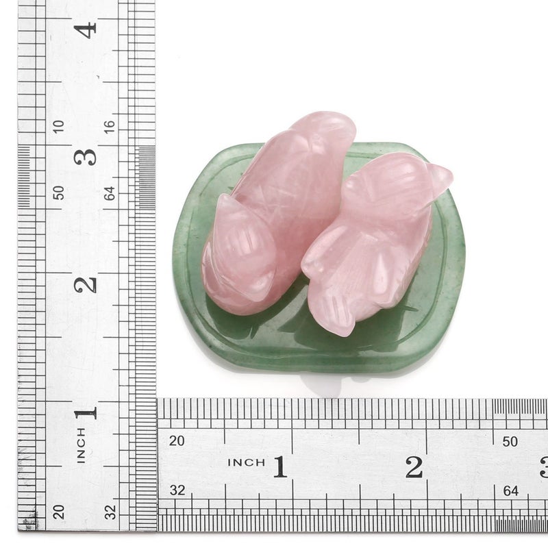 CrystalTears Rose Quartz Mandarin Ducks Love Birds on Lotus Leaf Green Aventurine Fengshui Figurines with Box Gift Valentines Day Gift - Image 3