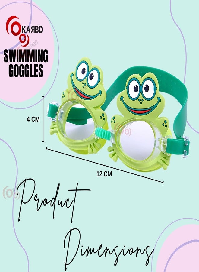 KARBD نظارات سباحة للأطفال من كاربد، مضادة للضباب، مانعة للتسرب، تحمي العينين من الأشعة فوق البنفسجية، مناسبة للأطفال من عمر 3 إلى 12 سنة (مقاس الأطفال، تصميم ضفدع كرتوني). - Image 3