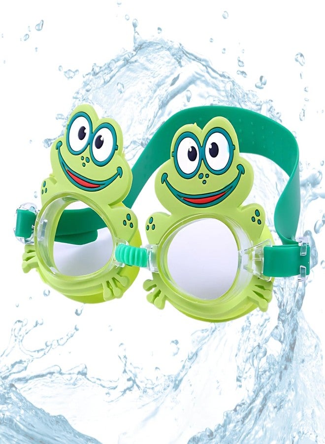 KARBD نظارات سباحة للأطفال من كاربد، مضادة للضباب، مانعة للتسرب، تحمي العينين من الأشعة فوق البنفسجية، مناسبة للأطفال من عمر 3 إلى 12 سنة (مقاس الأطفال، تصميم ضفدع كرتوني). - Image 1