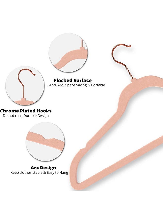 STAR WORK - STAR WORK - Velvet Hangers Non-Slip Velvet Hangers Premium Suit Hangers Ultra Thin Space Saving 360 Degree Swivel Hook Clothes Hangers Velvet for Suits,Coats,Jackets,Pants,Dress (Peach, Pack of 6) - Image 1
