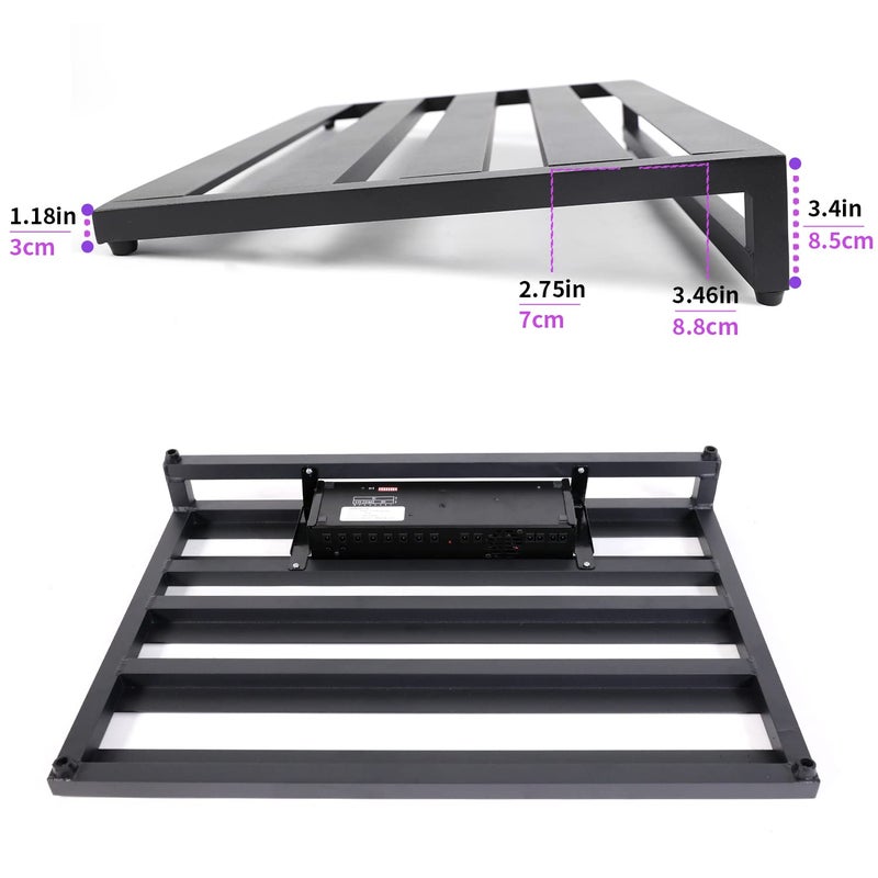 GHOSTFIRE Ghost Fire Guitar Pedal Board Aluminum Alloy 4.4lb Effect Pedalboard 24"x15.7" with Carry Bag,V series (V-BIG TOE 24) - Image 3