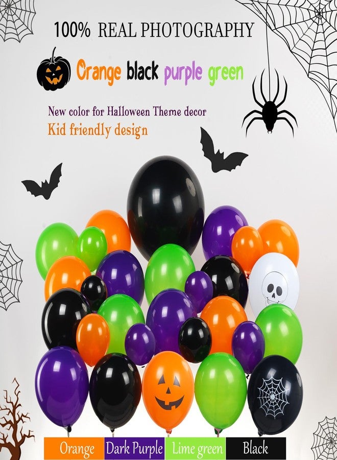 kozee Halloween Decorations with Orange Black Green Purple Balloon Garland Arch & Spider web Bat Ghost Pumpkin Stripes foil Balloons for Horror Night one spooky Trunk or Treat Car Party Boo day Supplies - Image 3