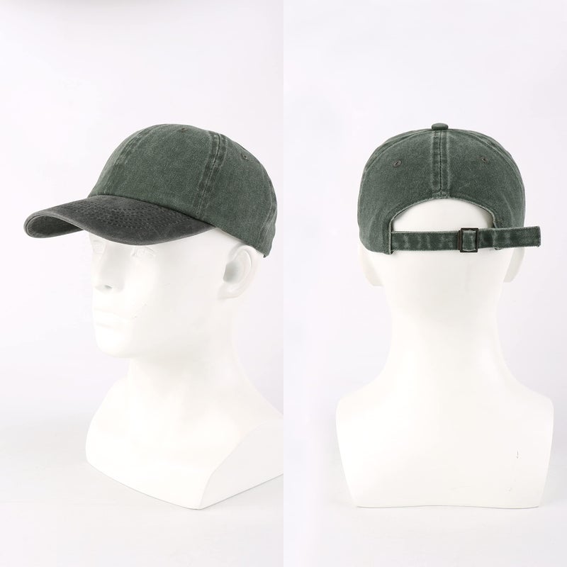 LANGZHEN Unisex Baseball Cap 100% Cotton Fits Men Women Washed Denim Adjustable Dad Hat(Grey Black, One Size) - Image 4