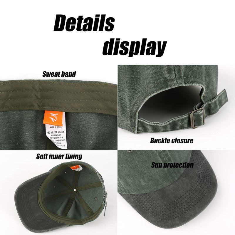 LANGZHEN Unisex Baseball Cap 100% Cotton Fits Men Women Washed Denim Adjustable Dad Hat(Grey Black, One Size) - Image 5