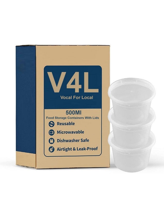 V4L Transparent Takeout Food Containers Food Storage Containers With Lids Freezer Safe | Meal Prep | Microwavable Dishwasher | Leakproof | BPA Free (500 ml pack of 25) - Image 2