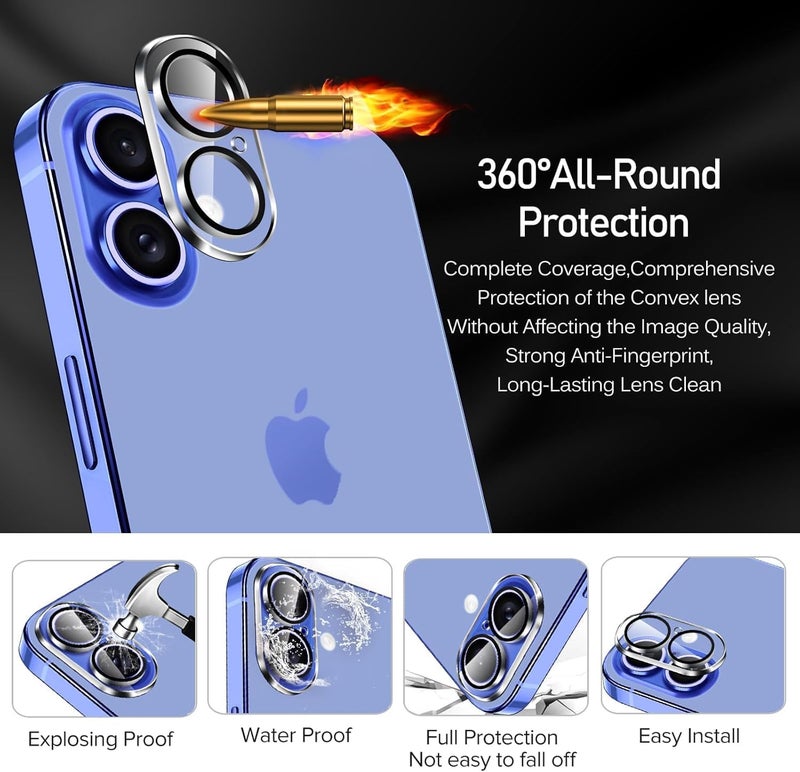 OpenTech ® Premium Camera Lens Protector Tempered Glass Compatible For iPhone 16 / iPhone 16 Plus With Edge To Edge Coverage (Full Transparent) (Pack of Two) - Image 5