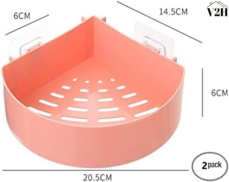 V2H ABS Plastic Stylish Multipurpose Kitchen Bathroom Wall Holder Storage Rack Corner Shelf Adhesive Sticker Support and Without Drilling(Set of 2) - Image 2