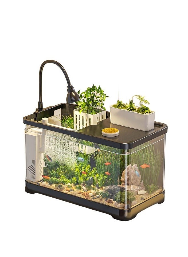 Fish Tank, Small Aquarium Kit，Equipped with Self-Cleaning Fish Tank Pump and Water Grass Light, Suitable for Beginners, Transparent Plastic Fish Tank, Suitable for Fighting Fish, Goldfish, and Turtles (Large Size) - Image 1